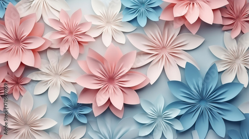 paper art pastel color flower abstract background, 3d rendering © PNG