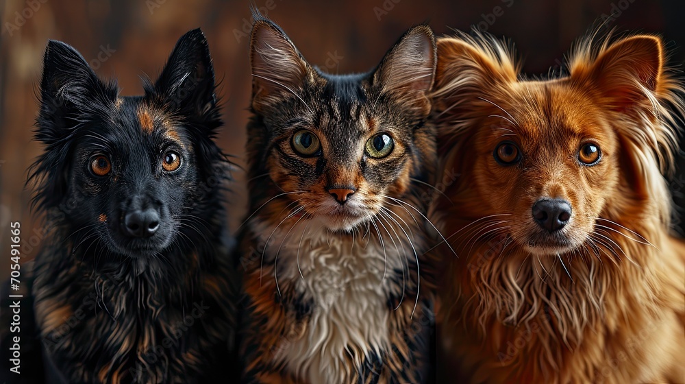 Group Pets Two Cats Couple Dogs, Desktop Wallpaper Backgrounds, Background HD For Designer