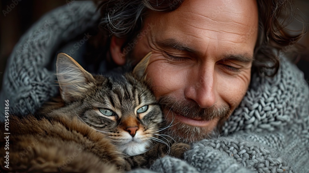 Happy European Man Holding Comforting Cute, Desktop Wallpaper Backgrounds, Background HD For Designer Happy European Man Holding Comforting Cute, Desktop Wallpaper Backgrounds, Background HD For Designer