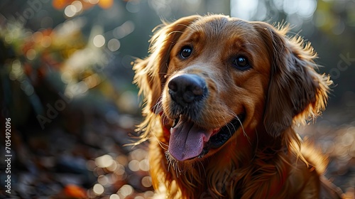 Happy Panting Golden Retriever Dog Blue, Desktop Wallpaper Backgrounds, Background HD For Designer © PicTCoral