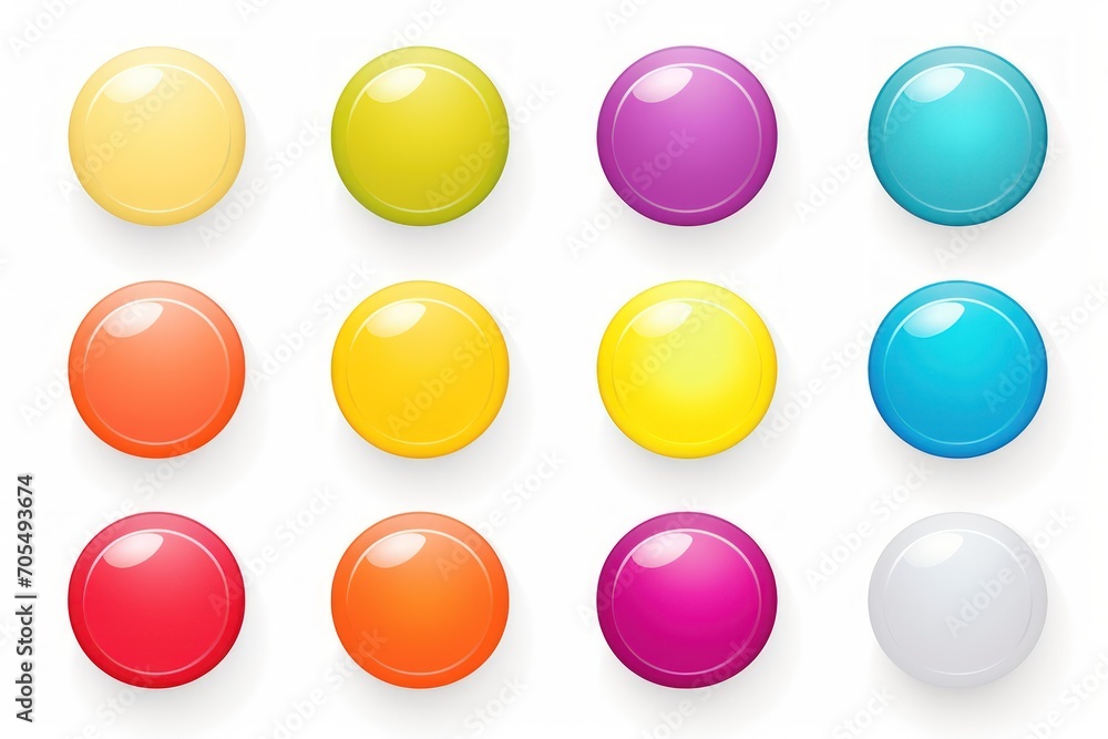 A set of flat buttons with gradient colors on a white background A set of flat buttons with gradient colors on a white background