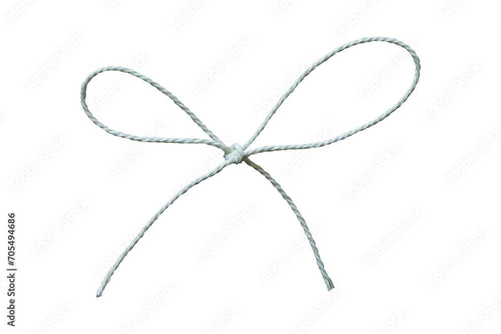 string bow isolated. White rope decoration string bow isolated. White rope decoration