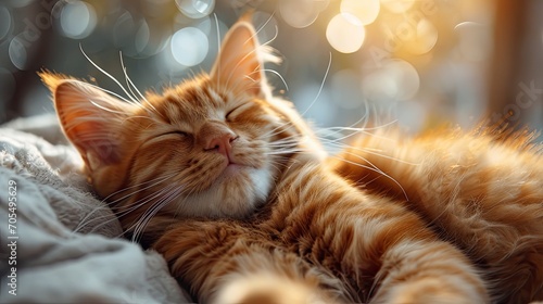 Funny Portrait Happy Smiling Ginger Cat, Desktop Wallpaper Backgrounds, Background HD For Designer © PicTCoral