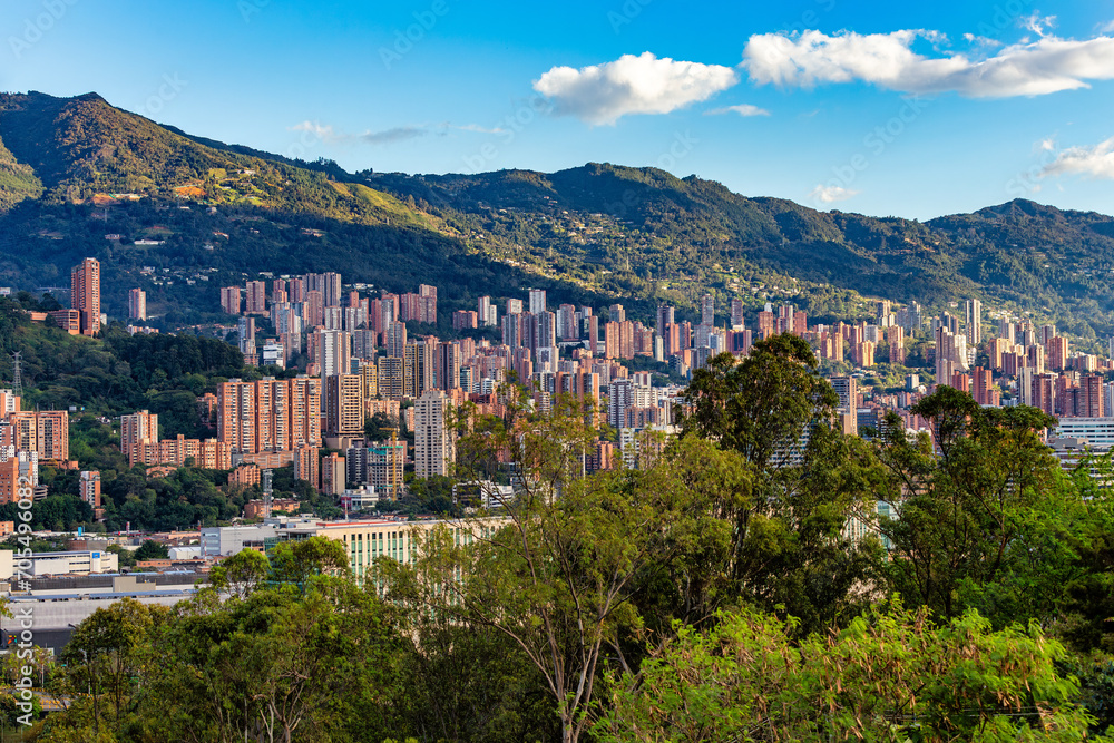 Cityscape view of Medellin, second-largest city in Colombia after Bogota. Capital of the Colombian department of Antioquia. Colombia