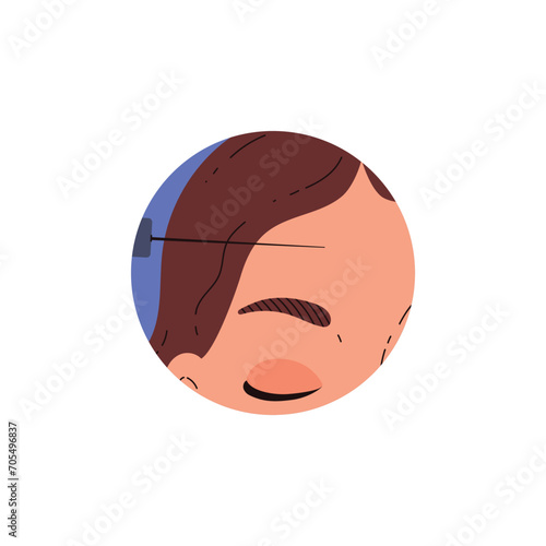 Woman getting procedure of facial beauty injection for skin rejuvenation, vector correction forehead crease with syringe