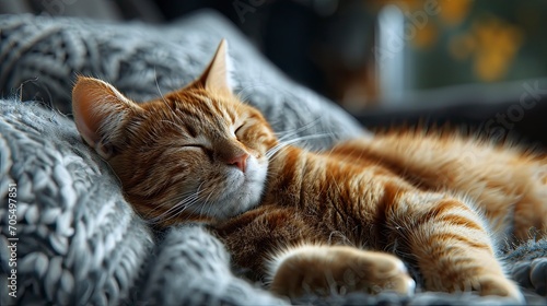 Cute Red Cat Lying Grey Armchair, Desktop Wallpaper Backgrounds, Background HD For Designer
