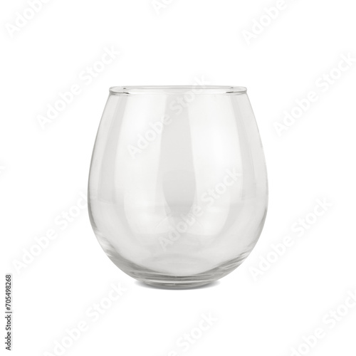 A round glass cup isolated on white background