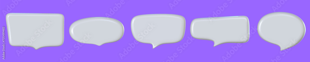 3d speech balloon set for text. Cloud for message talk. Speak dialog box. 3d vector render. 3d speech balloon set for text. Cloud for message talk. Speak dialog box. 3d vector render.
