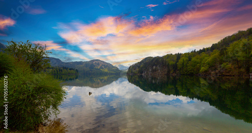 A beautiful panoramic view of the popular Alpsee lake © Samet