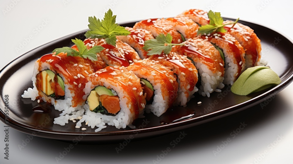 Fresh traditional Japanese sushi rolled