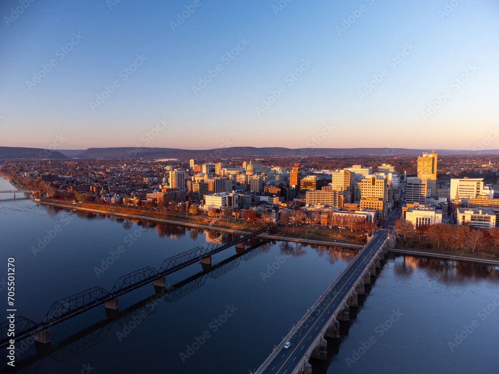 Harrisburg Pennsylvania Aerial Sunset Photo