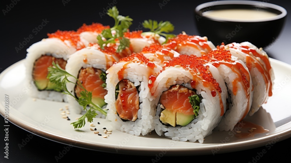 Fresh traditional Japanese sushi rolled Fresh traditional Japanese sushi rolled