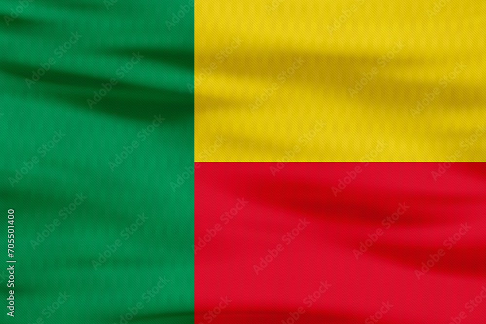 Benin Flag - Green, Yellow, Red fields