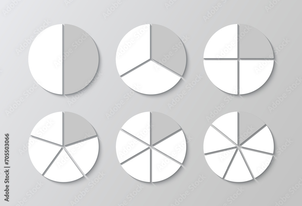 Pie diagram in shades of gray colors. Circle section template. Circular ...