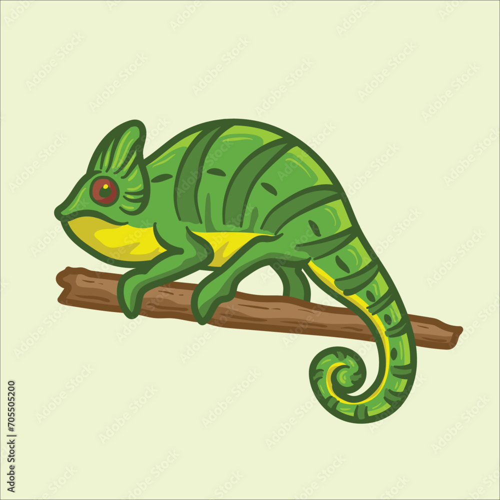 Fototapeta premium Cute chameleon cartoon vector illustration