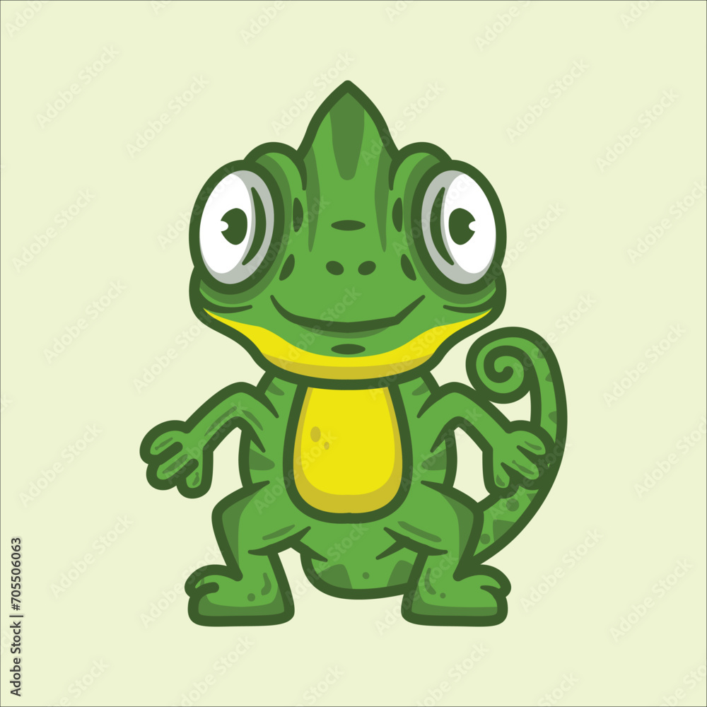 Fototapeta premium Cute chameleon cartoon vector illustration