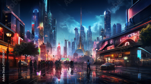 Cyberpunk Dreams  Neon Nightscape in the Digital City