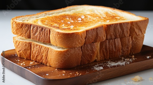 White Toast Bread with wheat flour on a wooden plate photo