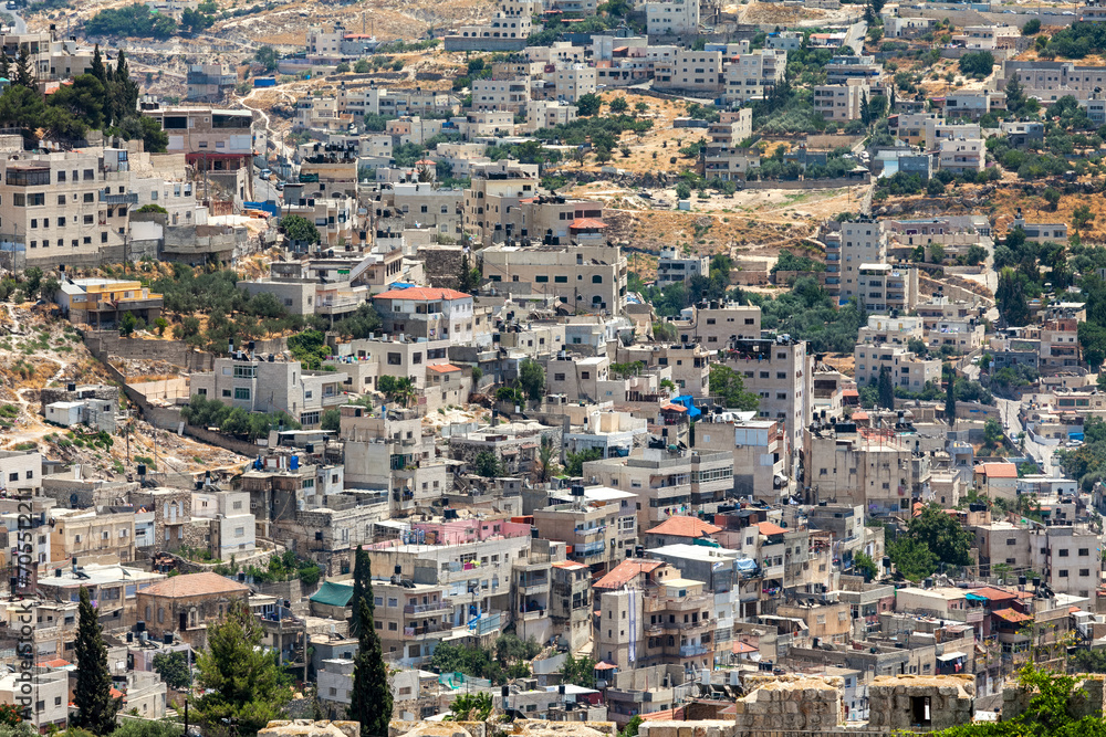 View of the Silwan district in the East Jerusalem.