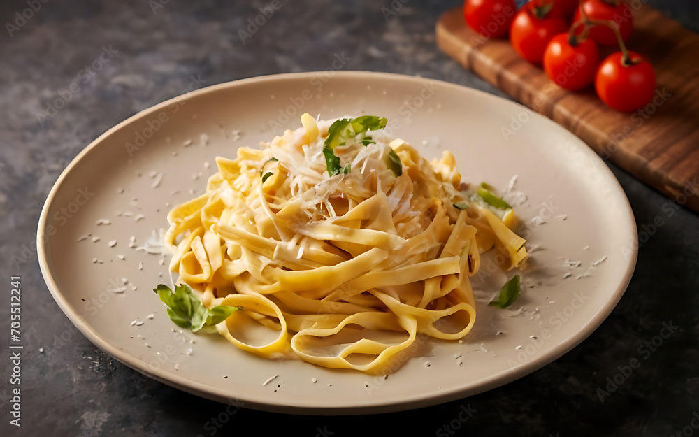 Capture the essence of Fettucini Alfredo in a mouthwatering food photography shot