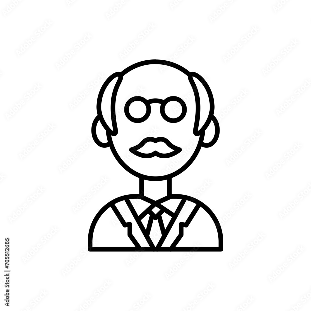 Professor outline icons, minimalist vector illustration ,simple transparent graphic element .Isolated on white background