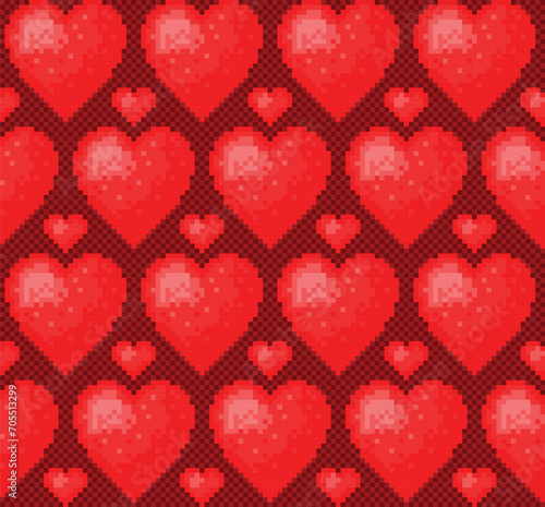 The seamless red background with hearts.