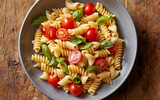 Capture the essence of Pasta Salad in a mouthwatering food photography shot
