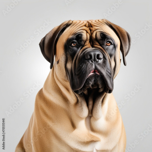 bullmastiff isolated on white background. ai generative