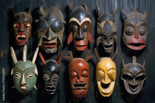 Ceremonial Masks: Paintings resembling masks used in rituals.