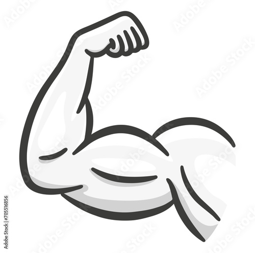 muscular arm on white background