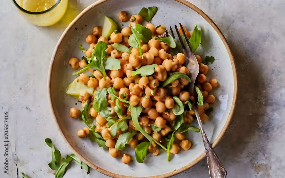 Capture the essence of Chickpea Salad in a mouthwatering food photography shot Capture the essence of Chickpea Salad in a mouthwatering food photography shot
