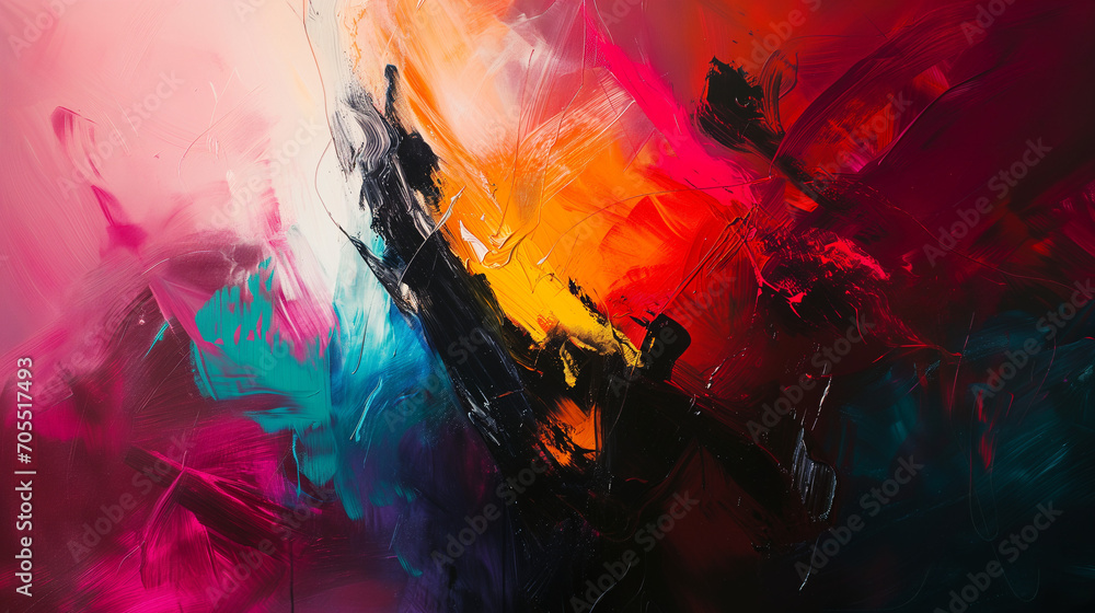 Vibrant Abstract Painting With Multicolored Background