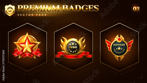 Elevate your certificates, awards, and packages with a premium pack of elegant custom badges-Vector Design