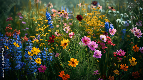 Vibrant Springtime Wildflower Field Bursting With Colorful Blooms © Nelson