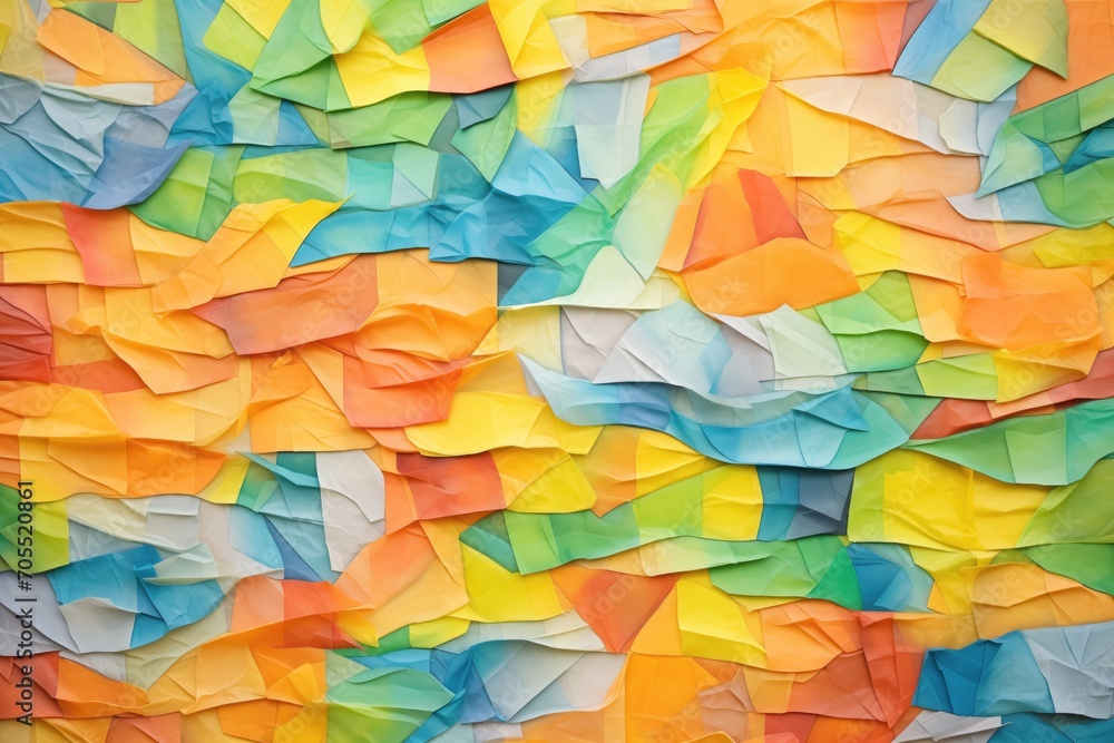 rainbow colors on crumpled paper sheets