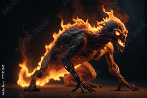 A illustration of a creature made only of fire