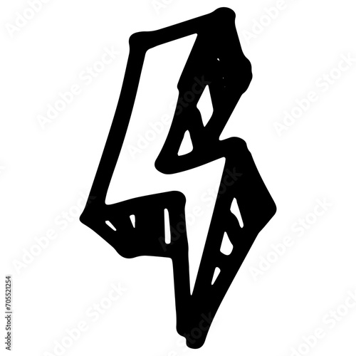 Lightning Bolt Illustration. Scratch Pen line element.