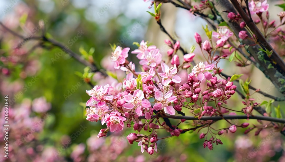 Blossoming unripe flower tree branches in natural background Blossoming unripe flower tree branches in natural background