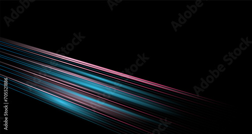 Abstract Glowing Speed Motion Lines In Forward Direction. Illustration Light Render Of Digital Technology