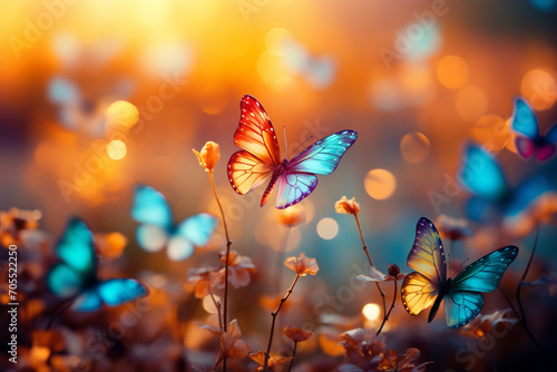 Abstract butterflies fluttering in a field of joy and color. © Oleksandr