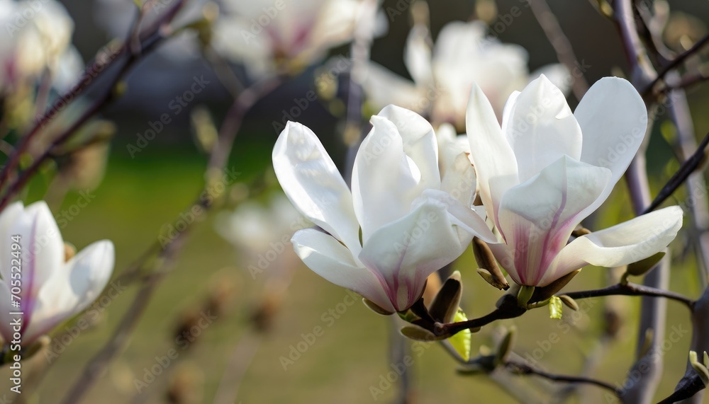 The first flowers of magnolia in early spring with copy space The first flowers of magnolia in early spring with copy space