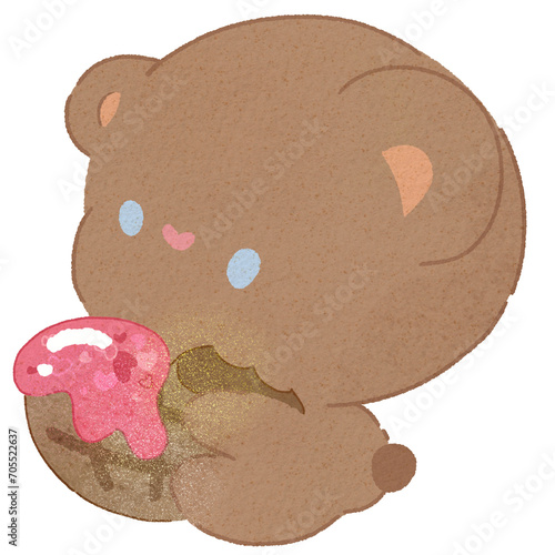 Valentine Cute Teddy Bear Holding A Cookie For Valentine's Day
