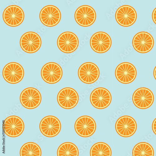 Vector orange slices seamless pattern flat food design