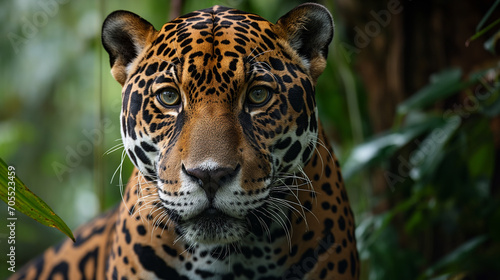 Male Jaguar in the Amazonian Jungle Rain