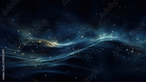 Abstract technology futuristic 3d background with blue lines curved wavy sparkle. Elegant exclusive design for invitation, wallpaper, greeting, banners, brochures, advertising. Generative AI