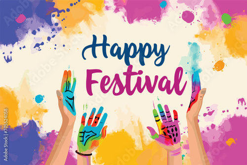 happy holi festival of colors with color background design vector  holi banner design with texts