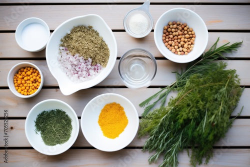 ingredients for falafel: chickpeas, herbs, spices