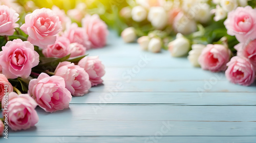 pink tulips on wooden background © Gohgah