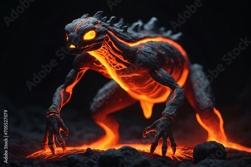 A illustration of a creature made only of lava © Giuseppe Cammino