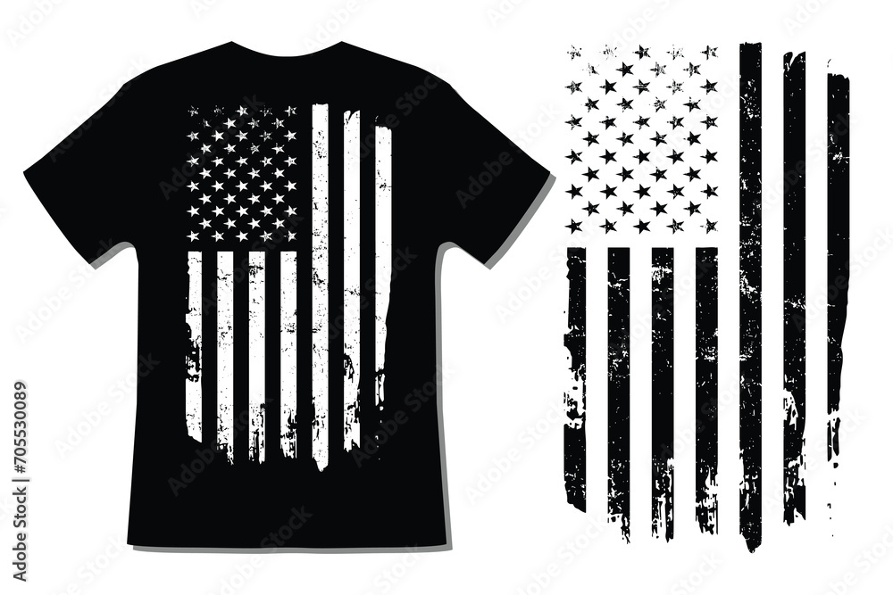 American Distressed Flag T-Shirt Design American Distressed Flag T-Shirt Design